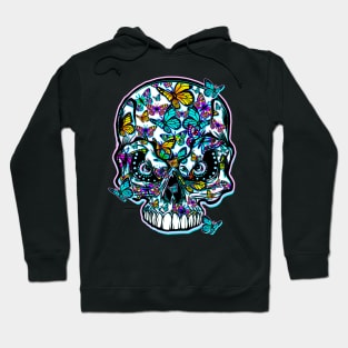 Skull and Multi-color Butterflies Hoodie